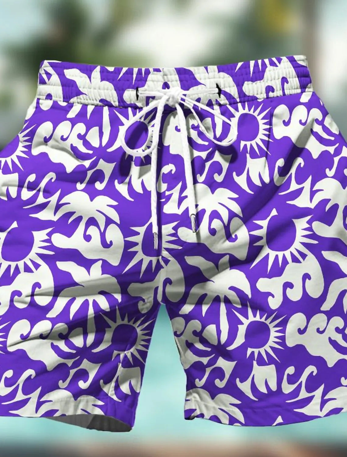 Men's Printed Elastic-Waist Board Shorts