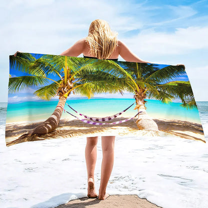 Extra Large Coconut Tree Beach Towel Sand Free Extra Large Cool Beach Towel for Women, Quick Dry Highly Absorbent Beach Towel