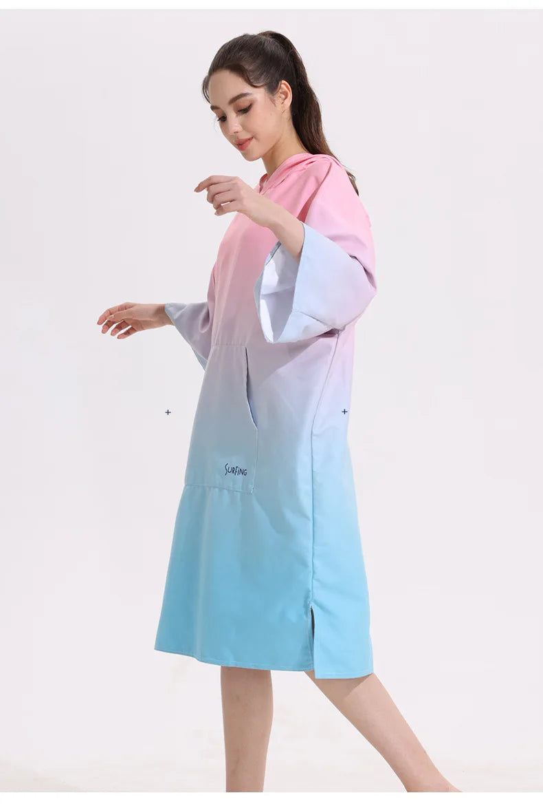 Poncho Towel Change Robe Poncho Quick-drying Hooded Bath Towel Swimming Robe Beach Swimming Surfing Towel Adult