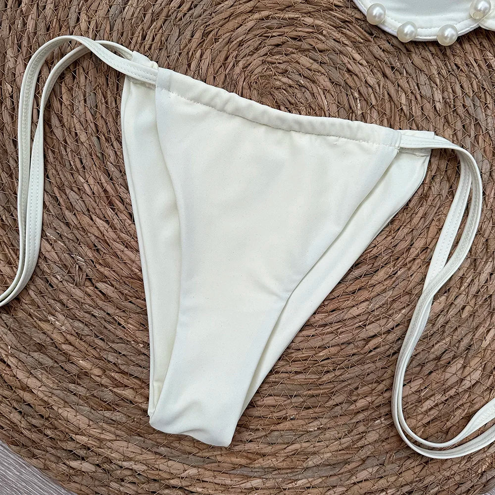 Micro Push Up Bikini Women Swimsuit Swimwear Thong Bikinis Set Brazilian Beachwear Pearl Bathing Suit Biquini Female