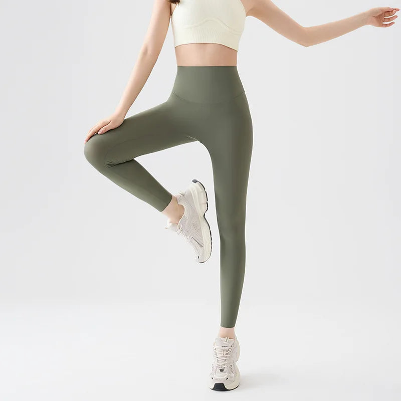 BIVIGAOS Spring Summer High Waist Thin Seamless Sharkskin Leggings Women Micro Pressure Breathable Tight Sport Yoga Legging