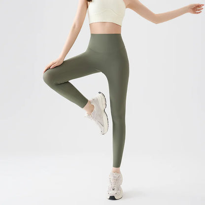 BIVIGAOS Spring Summer High Waist Thin Seamless Sharkskin Leggings Women Micro Pressure Breathable Tight Sport Yoga Legging