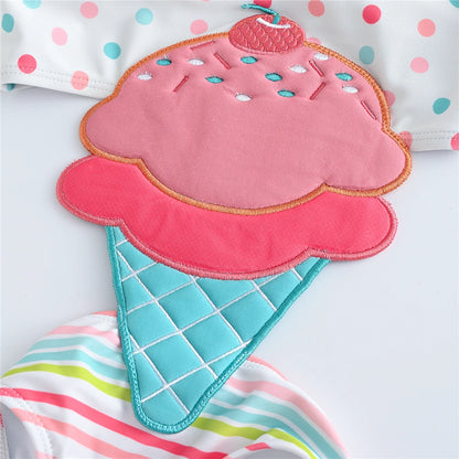 Summer Children Girl Swimsuit Icecream Design Kids Children Newborn Swimwear Beach Wear Bathing Suit