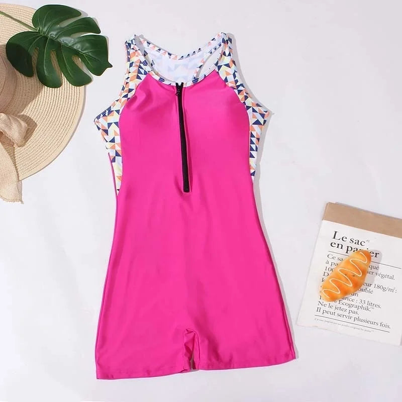 One Piece Swimsuit Closed Women's Swimwear Sports Swimming Wear Bodysuit Beach Bathing Suit Beachwear Pool Bather