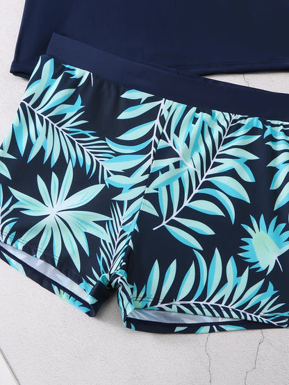 Long Sleeve Surfing Swimsuit Print Swimwear Women Two Pieces Diving Clothes Beachwear Bathing Swimming Swim Suit