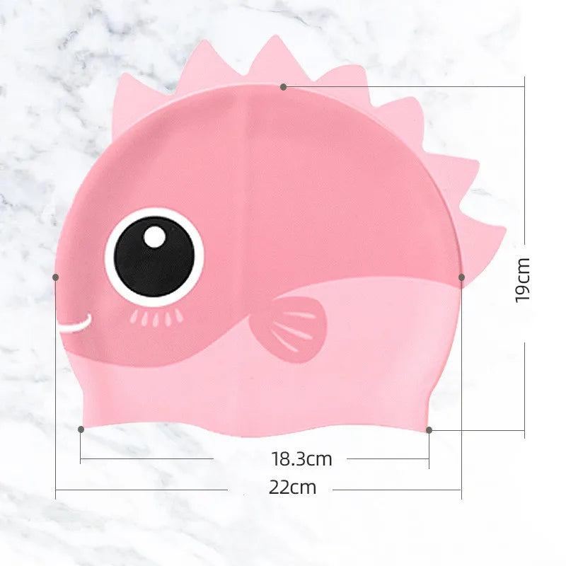 Cute Cartoon Dinosaur Kids Swimming Caps Boys Girls Swimming Cap Soft Silicone High Elastic Waterproof Children Swimming Cap