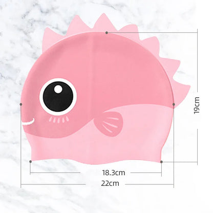 Cute Cartoon Dinosaur Kids Swimming Caps Boys Girls Swimming Cap Soft Silicone High Elastic Waterproof Children Swimming Cap