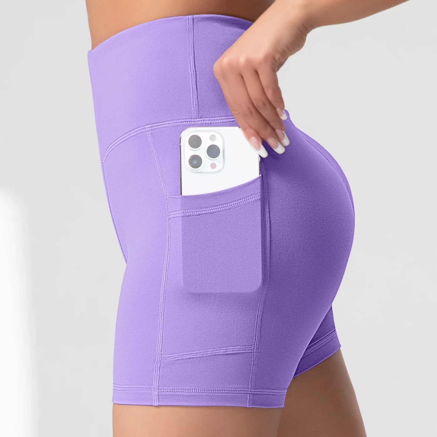 1/4PCS Women Side Pocket Yoga Short Leggings High Waist Squat Proof Fitness Pants Quick Drying Cycling Gym Leisure Sports Shorts