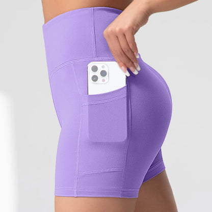 1/4PCS Women Side Pocket Yoga Short Leggings High Waist Squat Proof Fitness Pants Quick Drying Cycling Gym Leisure Sports Shorts