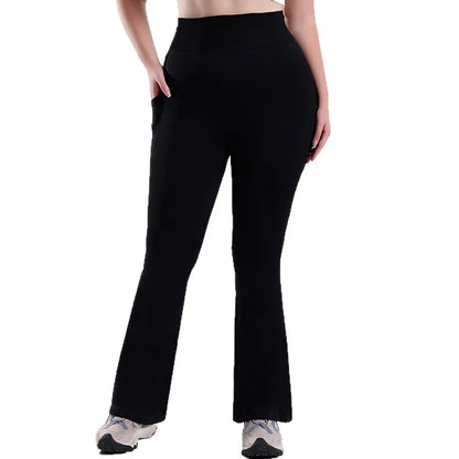 XL-4XL Plus Size Women's Super Soft High Waisted Flare Pants, Leggings Tummy Control Soft Bootleg Bell Bottoms Running
