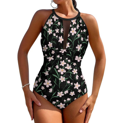 Floral Swimsuit Flower Power Style Swimwear One Piece Design Swimsuits Cut Out Bathing Suits Women Push Up Beach Outfits