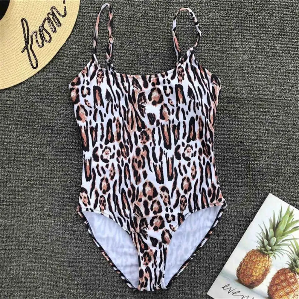 Leopard Printed One Piece Swimsuit Women Swimwear Female Bather Bathing Suit Swim Wear Monokini Bodysuit Lady