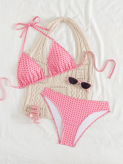 Bikini's Multi Color Choice Bathing Suit Women Dot Cheetah Print Split Swimsuit Backless Lace Up Beachwear Fashion Holiday Bikini Set Summer