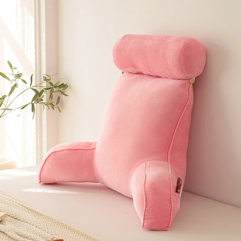 Large Reading Pillow Bed Rest Pillow with Detachable Neck Roll for Sitting in Bed or Couch Back Pillow for Watching TV/Gaming