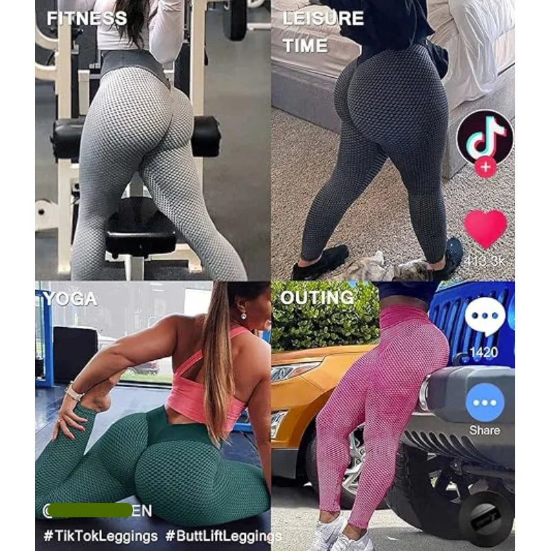Aiithuug Butt Lifting Leggings for Women Tummy Control Workout Yoga Pants High Waisted Scrunch Booty Gym Tights Textured Running