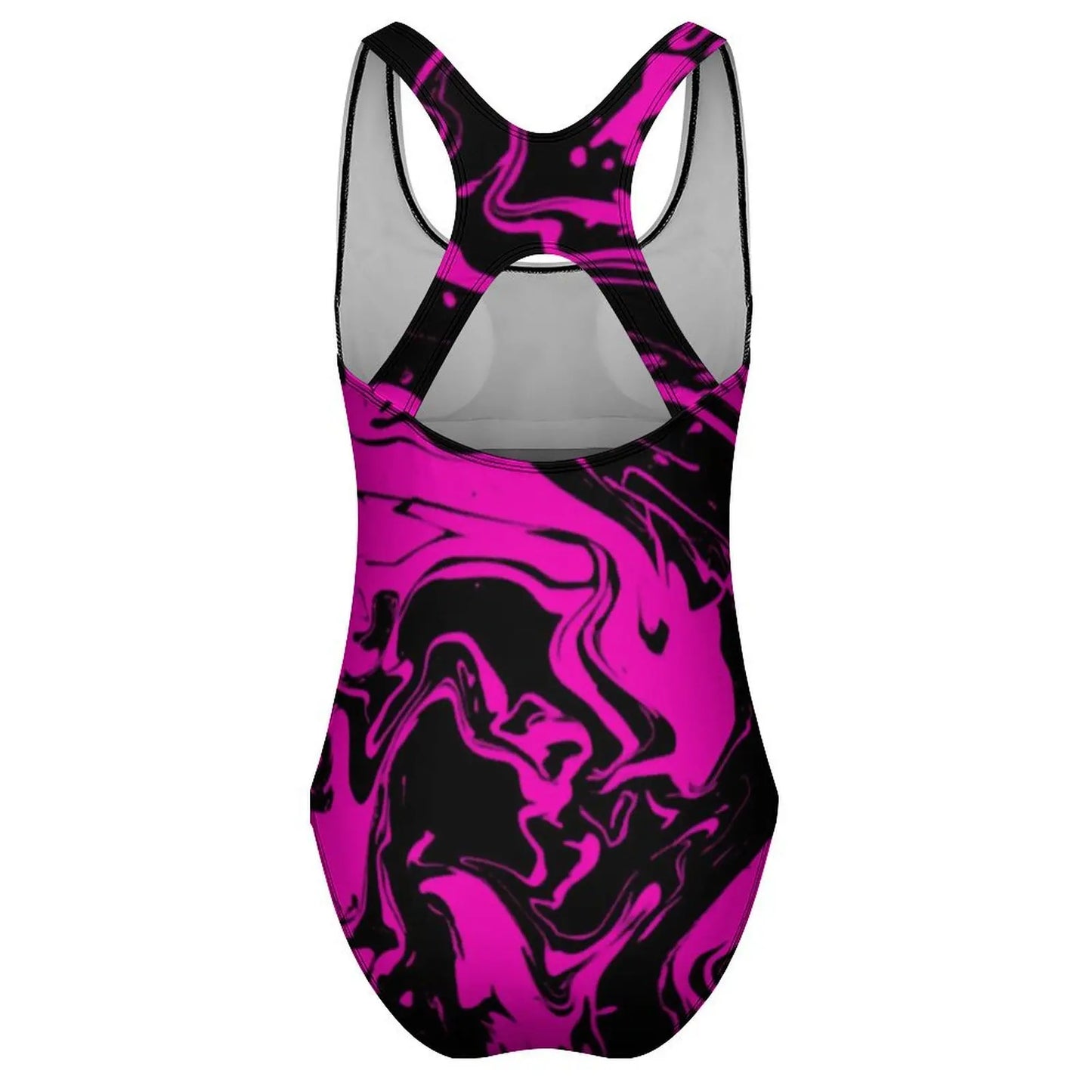 Paint Splatter Print Swimsuit Pink Abstract Swirl One-Piece Swimwear Push Up Swimsuits Classic Holiday Surf Monokini