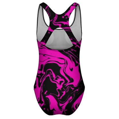 Paint Splatter Print Swimsuit Pink Abstract Swirl One-Piece Swimwear Push Up Swimsuits Classic Holiday Surf Monokini