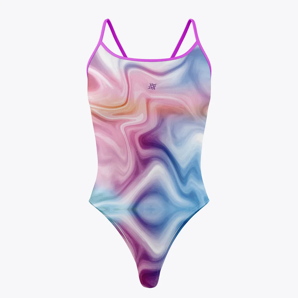 One-piece Swimsuit Print Bathing Suits Competition Swimwear Floral Female Open water Swimming Practice Beachwear