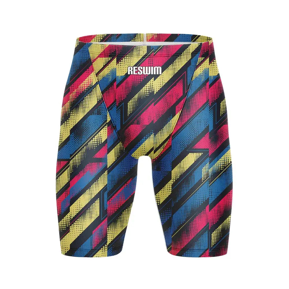 Men's Print Jammer Swimsuit Swimming Trunks Beach Tights Shorts Athletic Training Swimwear Sports Swim Rash Guards Pants