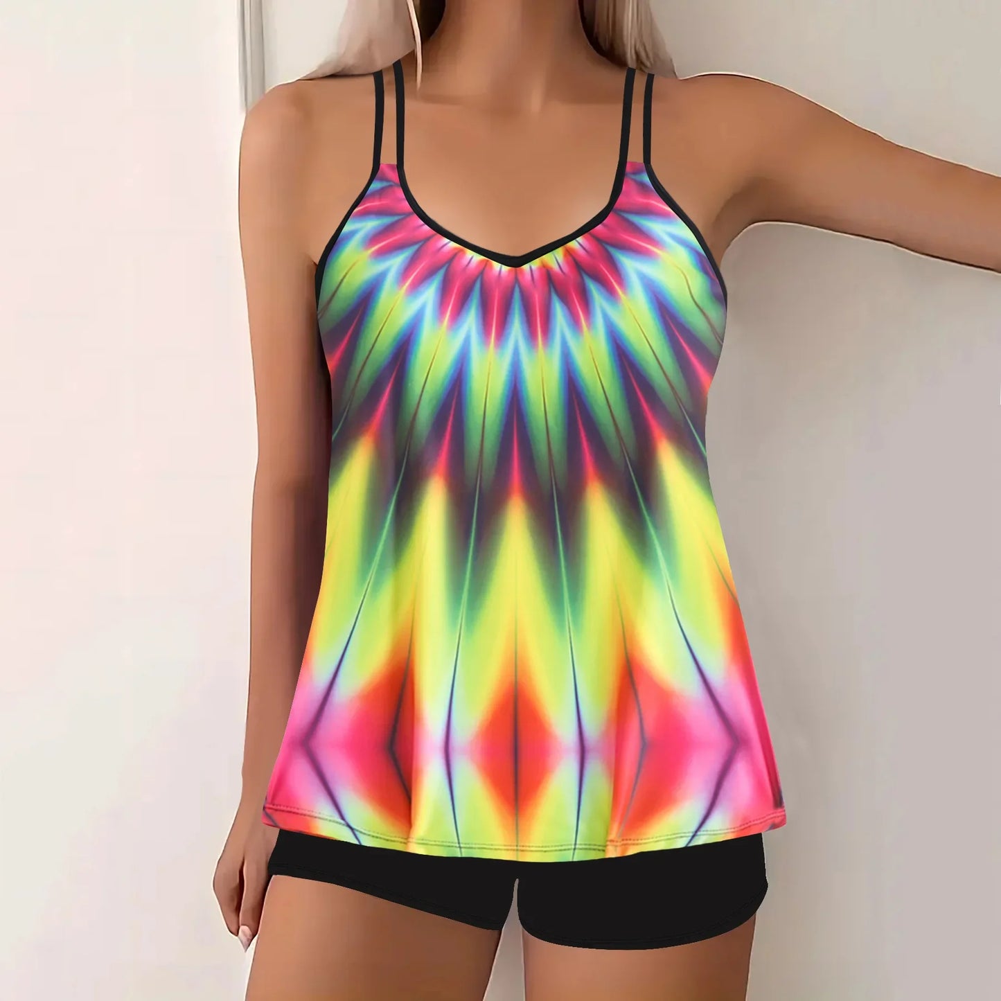 Gradient Beachwear Women Tankini Swimsuit Sleeveless Two-Piece Tank Tops Female Swimwear Bathing Summer Fashion Tankini Set