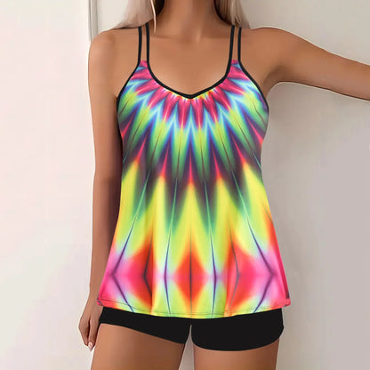 Gradient Beachwear Women Tankini Swimsuit Sleeveless Two-Piece Tank Tops Female Swimwear Bathing Summer Fashion Tankini Set