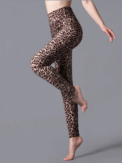 CUHAKCI High Waist Leggings Sportwear Workout Women Jeggings Elastic Pants Leopard Summer Printed Stripe Fitness Leggins