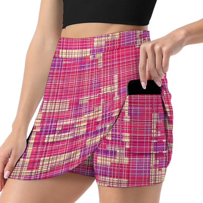 80s Color Block Print Skirt  Kawaii Mini Skirts Summer High Waist Graphic Street Style Casual Skirt Big Size 3XL 4XL