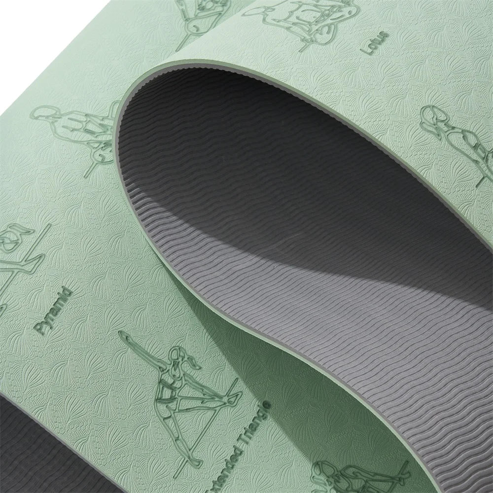 Yoga Mat Exercise Mats 6mm TPE Non-Slip Extra Thick High-Density Eco Friendly for Yoga Workout Pilates Yoga Mats for Women Men