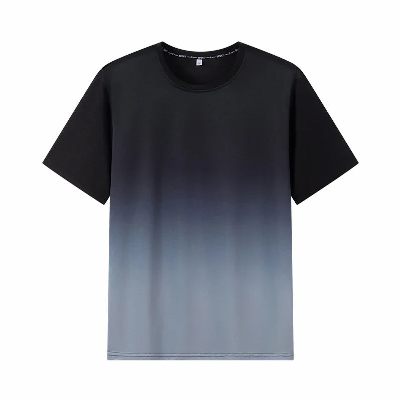 Men's Gradient T-shirt Plus Size 7XL 110-175KG Loose Short Sleeve Tees Men Fashion Round Collar Leisure Oversized Tops