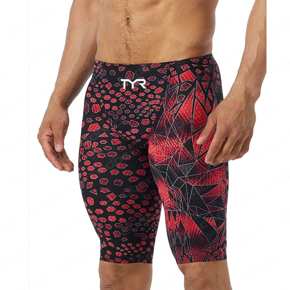 Summer Men's Swim Jammer Swimsuit Shorts Print Beach Surfing Tights Shorts Quick Dry Swimming Trunks Sports Swim Pants Swimwear