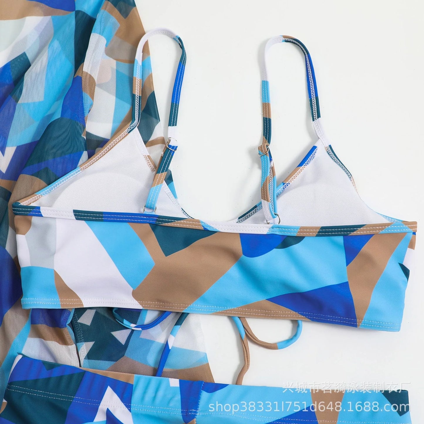 Summer Print Bikinis Swimwear Female Swimsuit Beachwear Push Up Three-Piece Bikini Set Women Swimming Bathing Suit