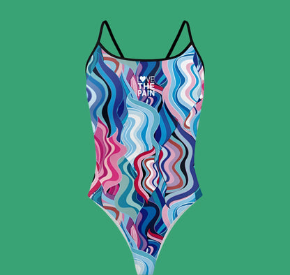 Love The Pain Spaghetti Straps Women Swimwear Bikini Racer Back Swimsuit One Piece Comfortable Suit Printing Functional Swimwear