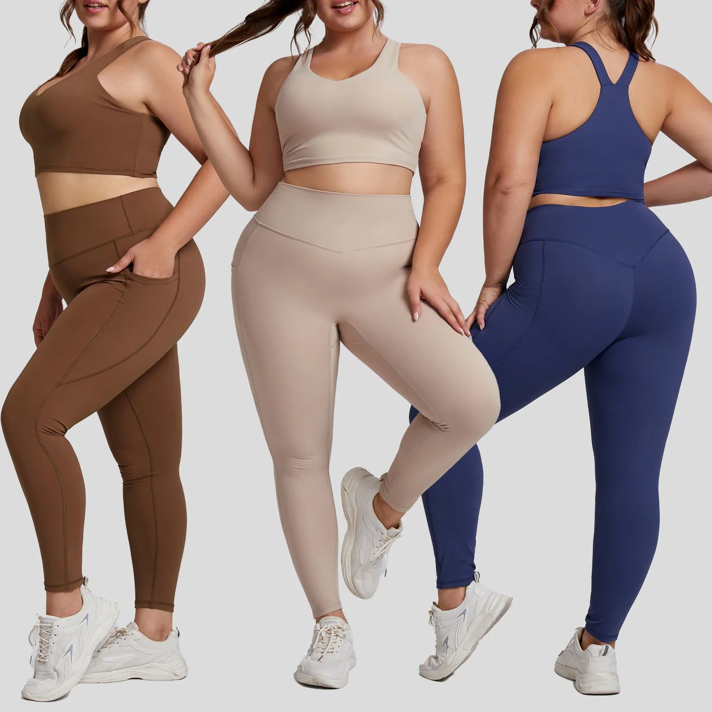 Yoga Set Women Plus Size Workout Outfit Curvy Women Sports Bra Gym Leggings Super Stretch Fitness Suit 3XL Women Activewear Sets