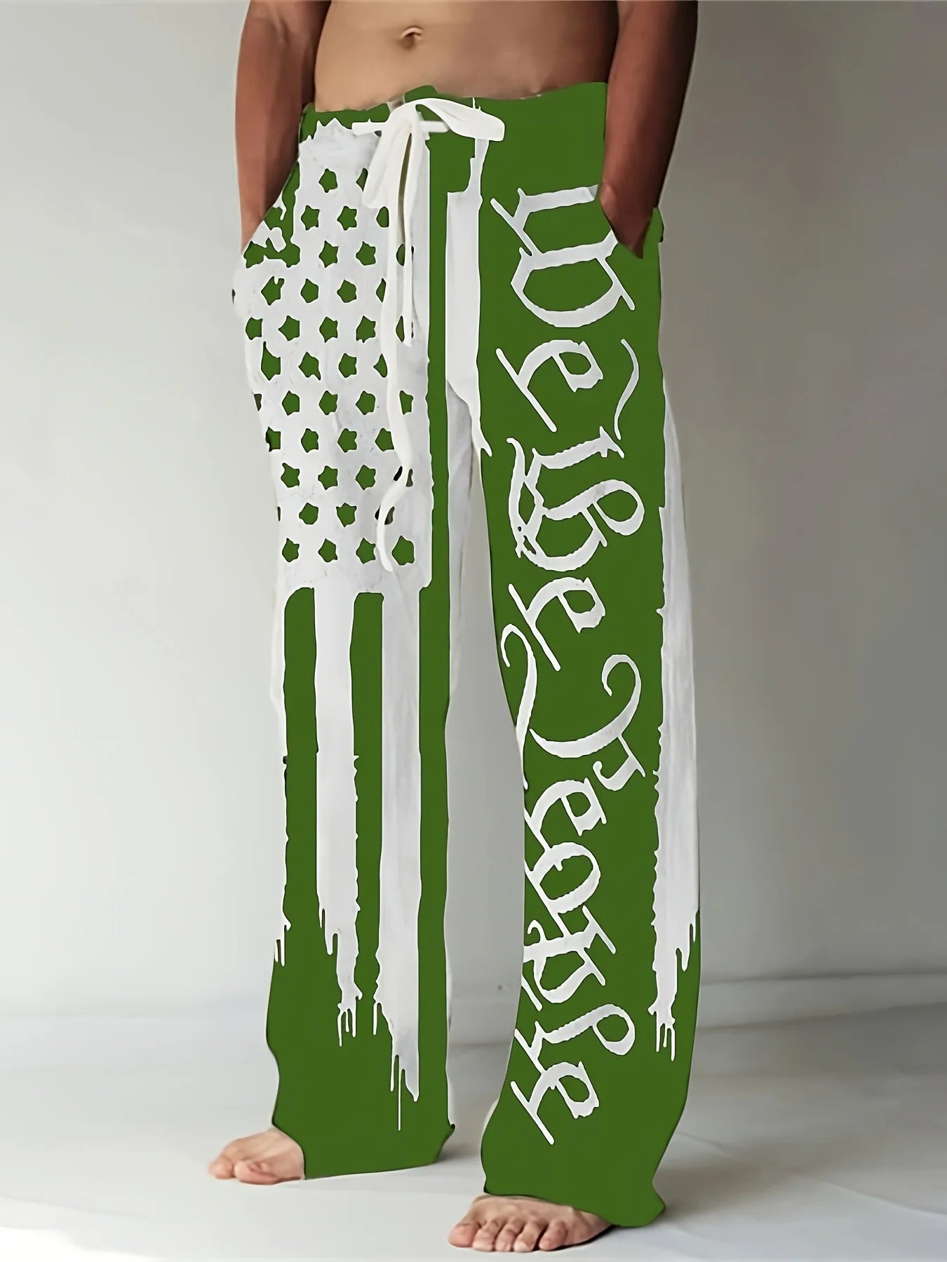 Men's Pants Casual Slim Loose Lightweight Pants Stretch Drawstring Beach Travel Essential Pants