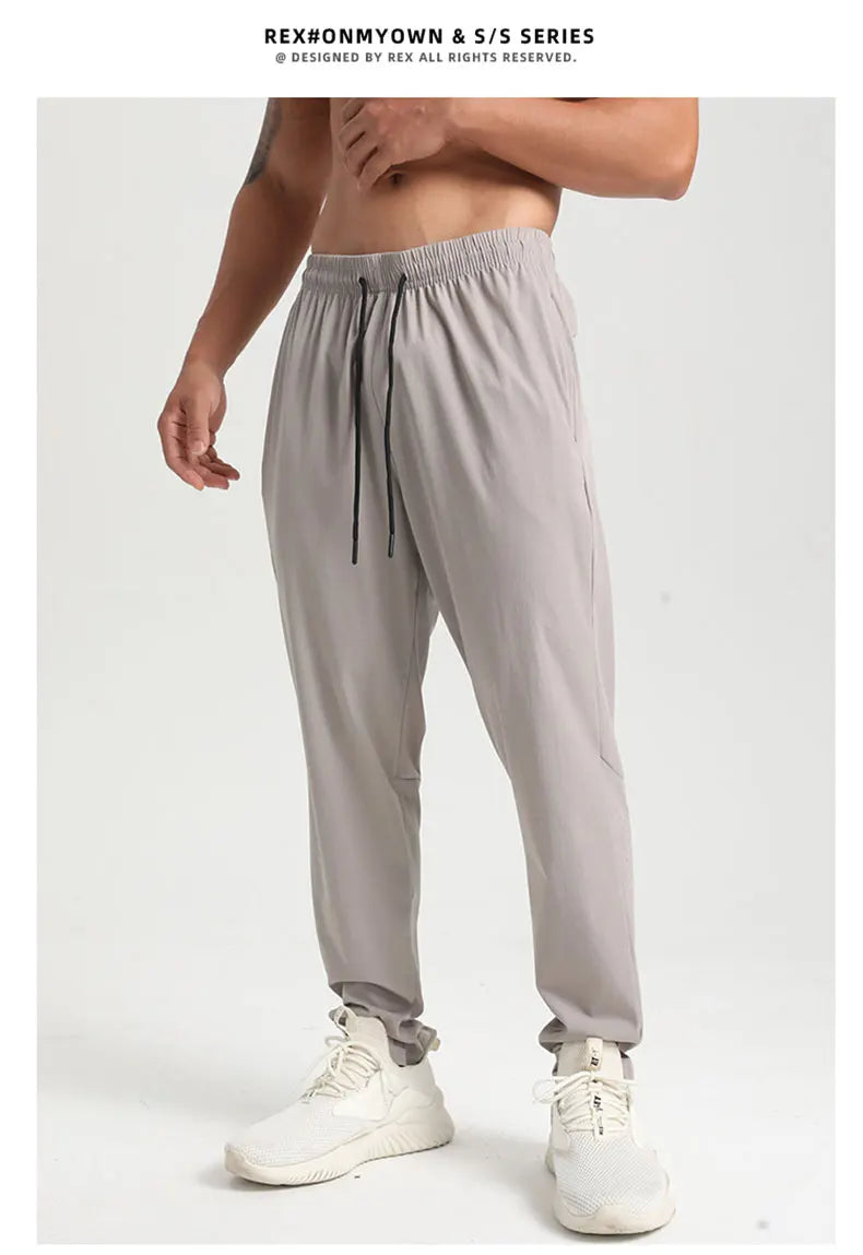 Men Gym Jogging Sport Pants Thin Loose Quick-Dry Long Exercise Clothing Zipper Pockets Training Bodybuilding Trouser Marathon