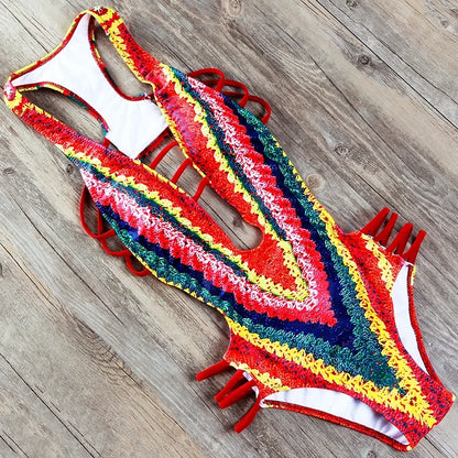 S - XXL Printed Women Swimwear One Piece Swimsuit Female High Cut Trikini Backless Monokini Bather Bathing Suit Swim Lady