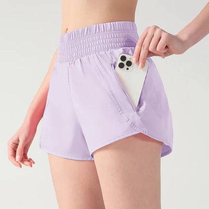 Zipper Pockets Running Shorts Women Running Shorts Tummy Control 3 Inch Quick Dry Athletic Workout Sport Shorts 2 in 1