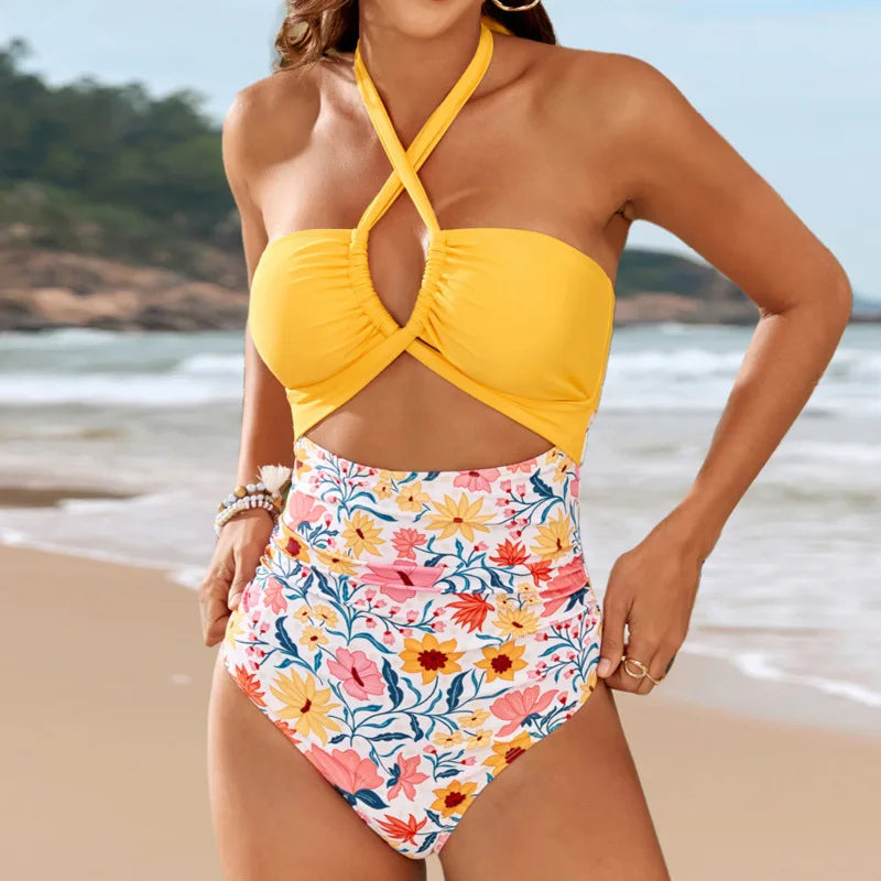 Print One Piece Swimsuits Closed Women's Swimwear Push Up For Swimming Wear Body Bathing Suits Beachwear Pool Bather
