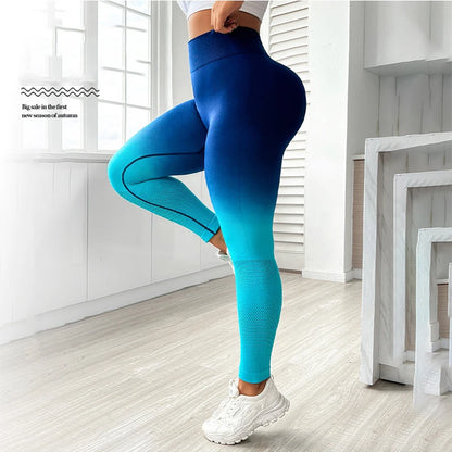 Women's Color Blend Design Yoga Pants Fitness  Ladies Gym Leggings Quick Dry Seamless Tights High Waist Trousers Workout Sports Clothes