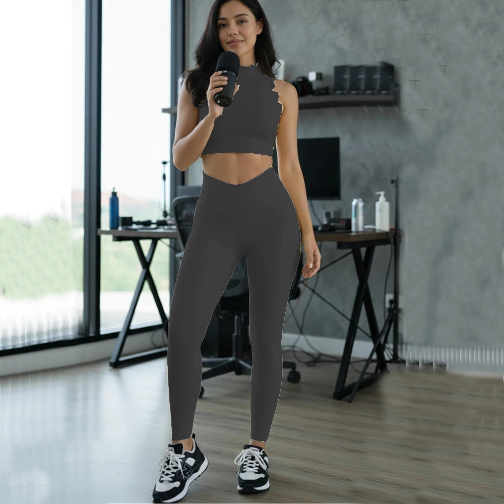 2PCS Yoga Set Women Gym Sportswear Sport Bra Beauty Back Workout Tops High Waist Yoga Pants Hip Lift Gym Leggings