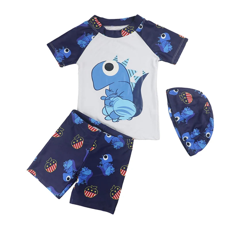 Swimsuit Boys UPF50 Baby Swimwear Shark Dinosaur UV Bathing Suit for Boy 3 Pcs Toddler Surfing Diving Suit Children's Rash Guard