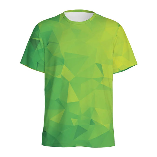 Men's T-Shirts Colorful Polygonal Pattern 3D Print Sports Shirt Woman Gym Summer Short Sleeve Fitness Sportswear Round Neck Tops