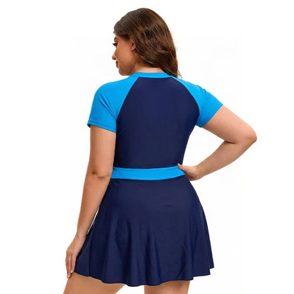 Womens Plus Size Two Piece Swimsuits Tummy Control Swimdress Slimming Push Up Full Coverage Beachwear XL-5XL Swimwear