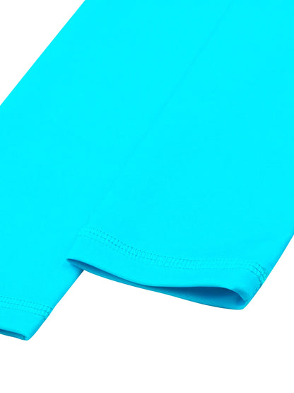 Boyleg Shorts Girls Swimsuit, One-Piece Plants Trees Print Swimwear, Long Sleeve, Beach Vacation Style, Kids Swim Rash Guard Hot