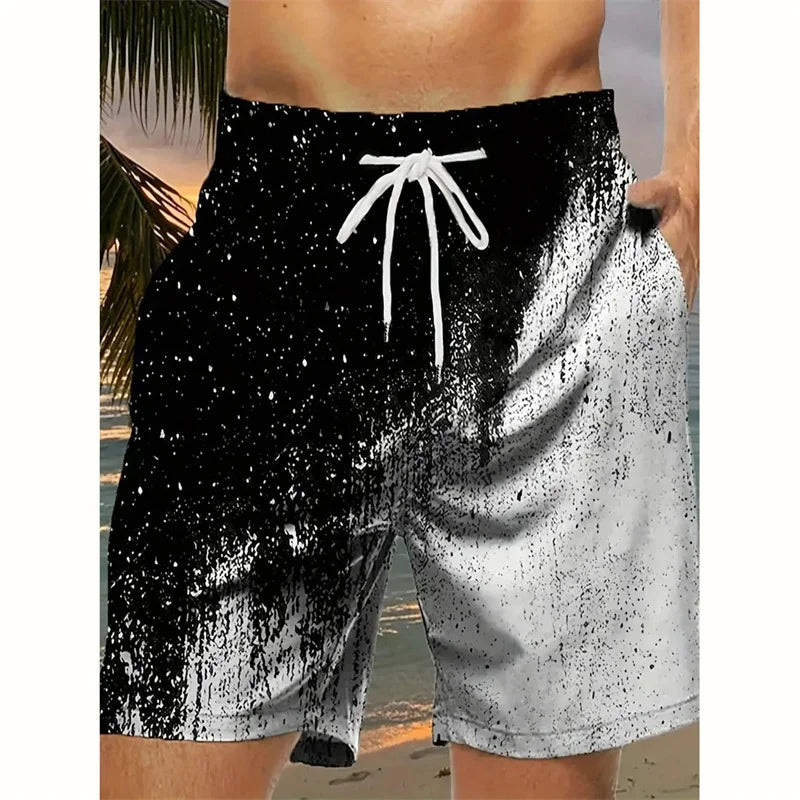 3D Printed Colorful Neon Short Pants For Men Dragon Landscape Pattern Beach Shorts Summer Casual Street Breathable Swim Trunks