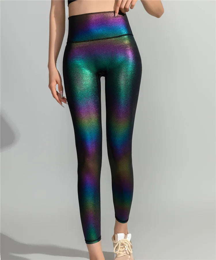 Women Yoga Colorful Light Feeling Leggings Outdoor Sports Running Gym Fitness Workout Pants Breathable Elastic High Waist Pants