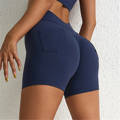 V Back Waist Scrunch Yoga Pant Women Sport Legging Gym Squat Proof Fitness Pant Hip Lift Workout Shorts Tights Active Wear