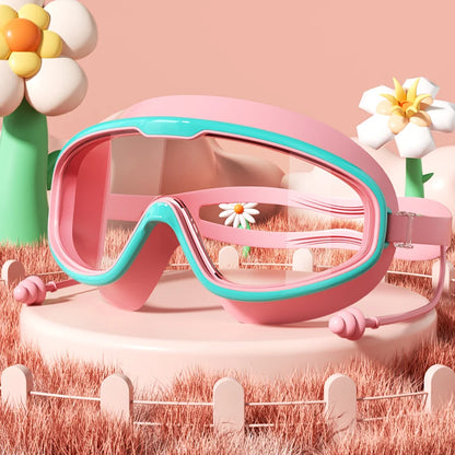 Kids Swimming Goggles with Big Frame, HD Lens and Anti-fog, Waterproof Children's Swim Goggles for Boys and Girls