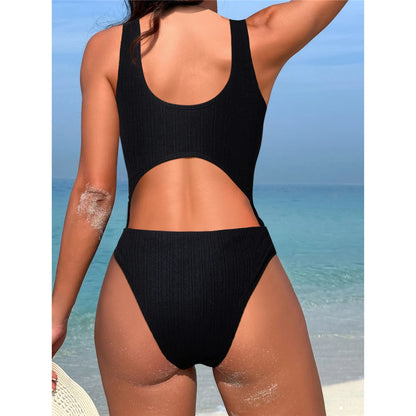 Diamond Rhinestones Tummy Cut Out One Piece Swimsuit Women Swimwear Female Knotted High Leg Cut Bather Bathing Suit Swim