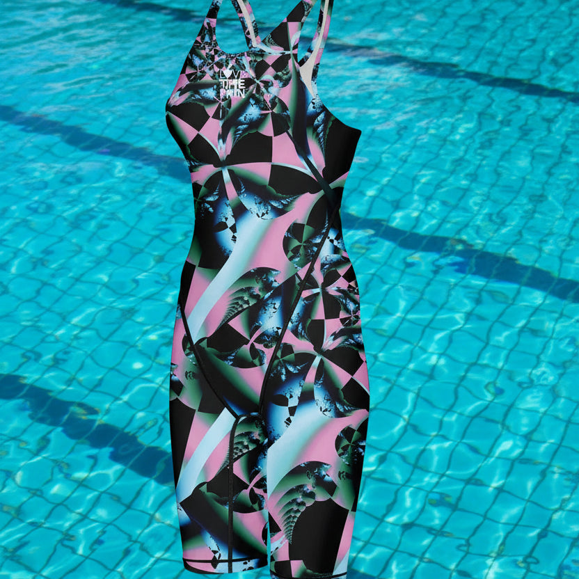 Women Open Back Kneeskin Tech Suit Swimsuit Competition Training Neck to Knee Swimsuit One-piece Jumpsuit Professional Swimsuit